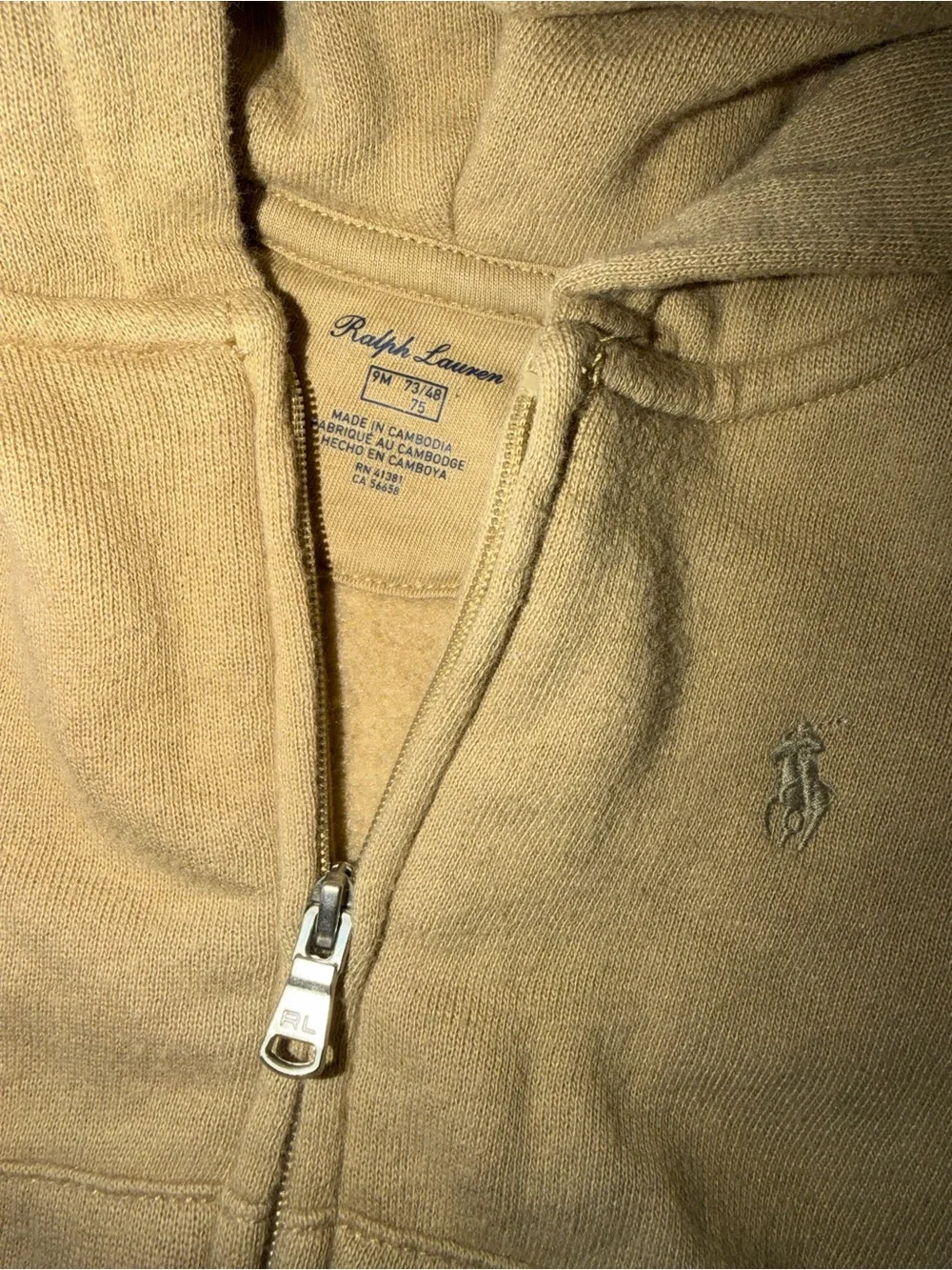 Ralph Lauren Kids Hooded Zip Jacket and Pants Set - Tan 9M